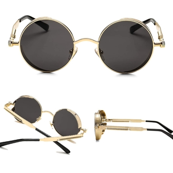 Vintage Round Steampunk Sunglasses for Women Men R - Picture 3 of 10